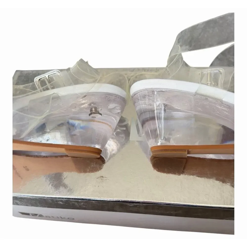Matiko Heely Clear Vinyl White Lucite Wedge Sandals Women’s 39 NIB